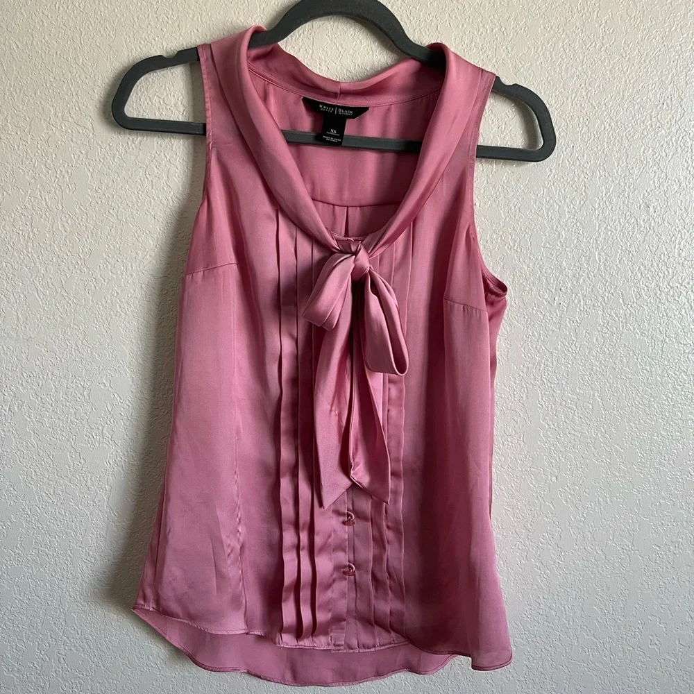 White House black market blusa rosada tank top blouse. Silky pink fabric size xs - Picture 1 of 4